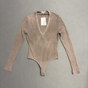 AGOLDE Women's‎ Tavi Bodysuit Biscotti Brown Large Unique AGOL-WS139